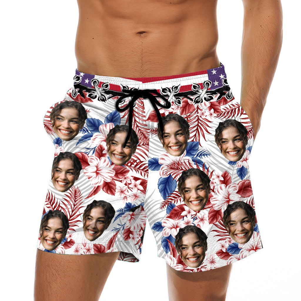 Face Customized Tropical Flag - Personalized Couple Men Shorts and Women Shorts