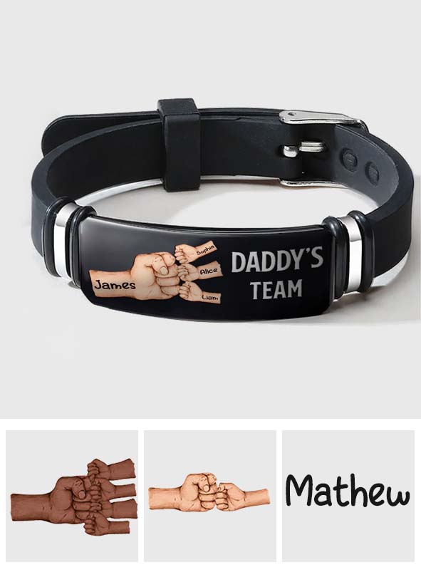 Daddy's Team - Personalized Father Engraved Bracelet