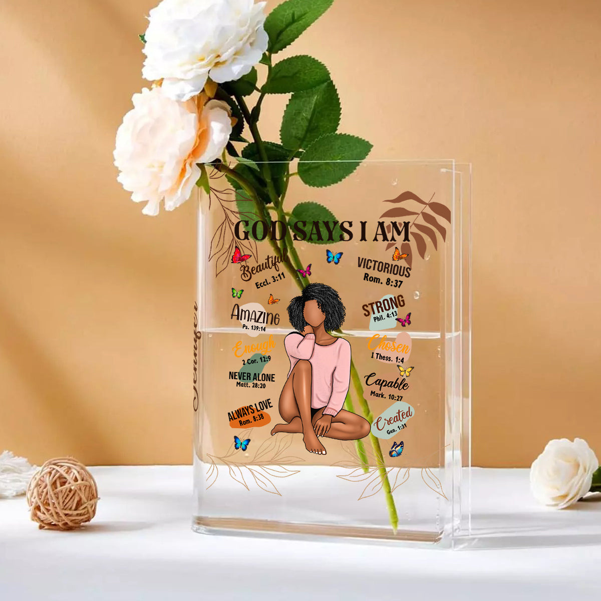 God Says You Are - Personalized African American Book Vase
