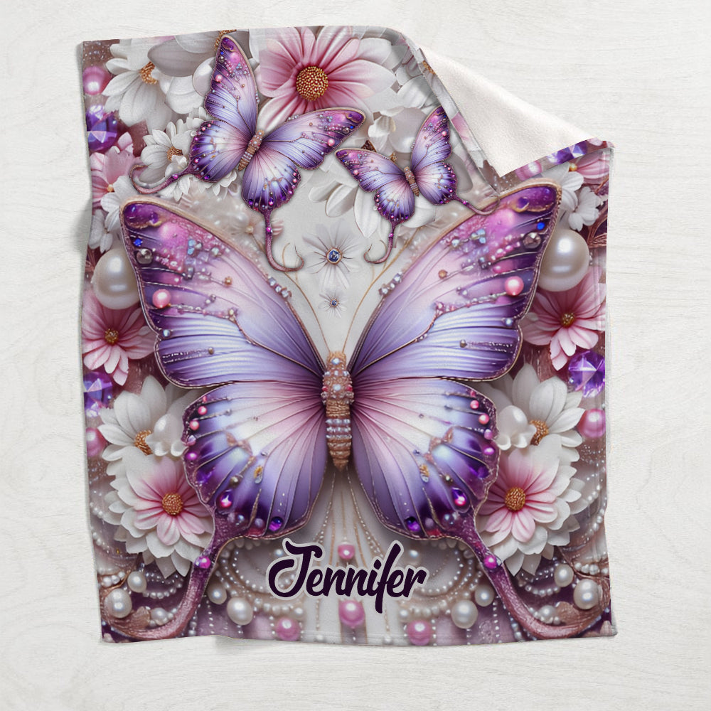 Purple Butterflies - Personalized Butterfly Blanket