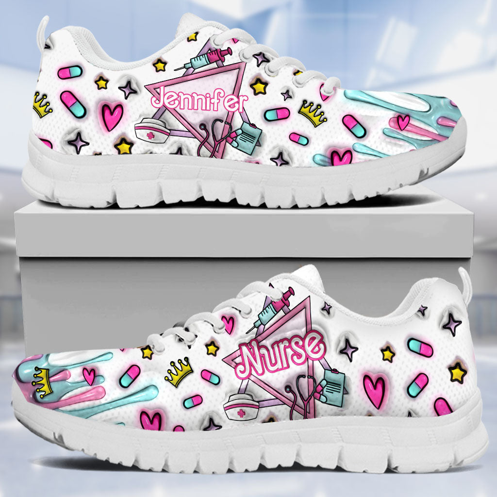 Nurse Life Pink Doll Inflated - Personalized Nurse Sneakers