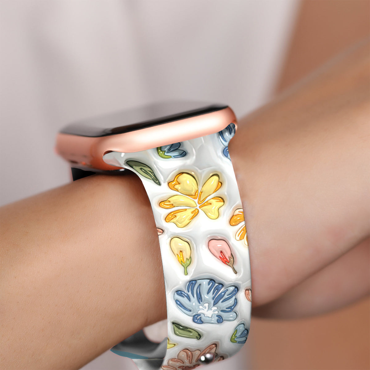 Puffy Floral Apple Watch Band - Personalized Apple Watch Band