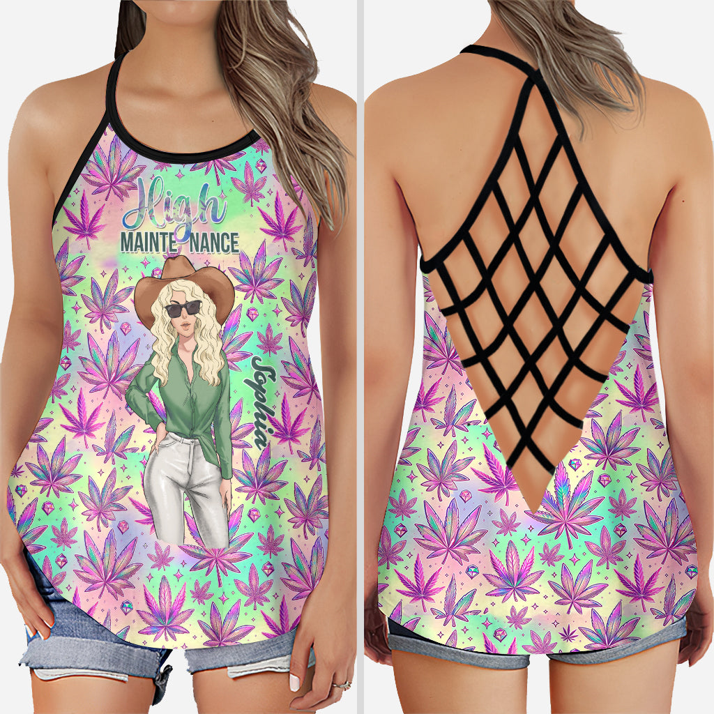 High Maintenance - Personalized Weed Cross Tank Top