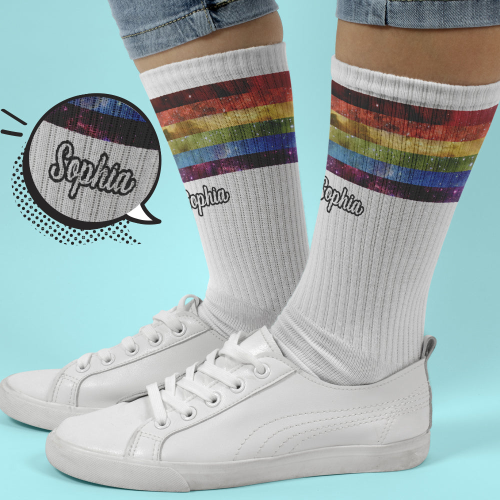 Pride Rainbow Galaxy - Personalized LGBT Support Socks