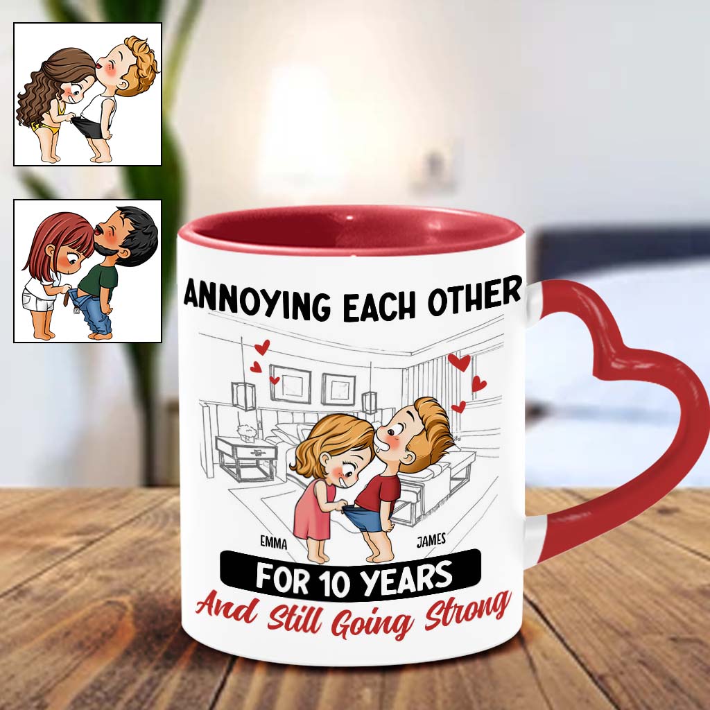 Annoying Each Other For Years And Still Going Strong - Personalized Couple Heart Handle Mug