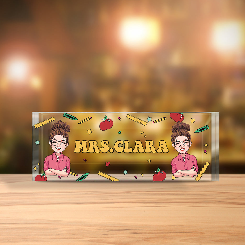 Teacher Desk Name Plate - Personalized Teacher Custom Shaped Acrylic Plaque