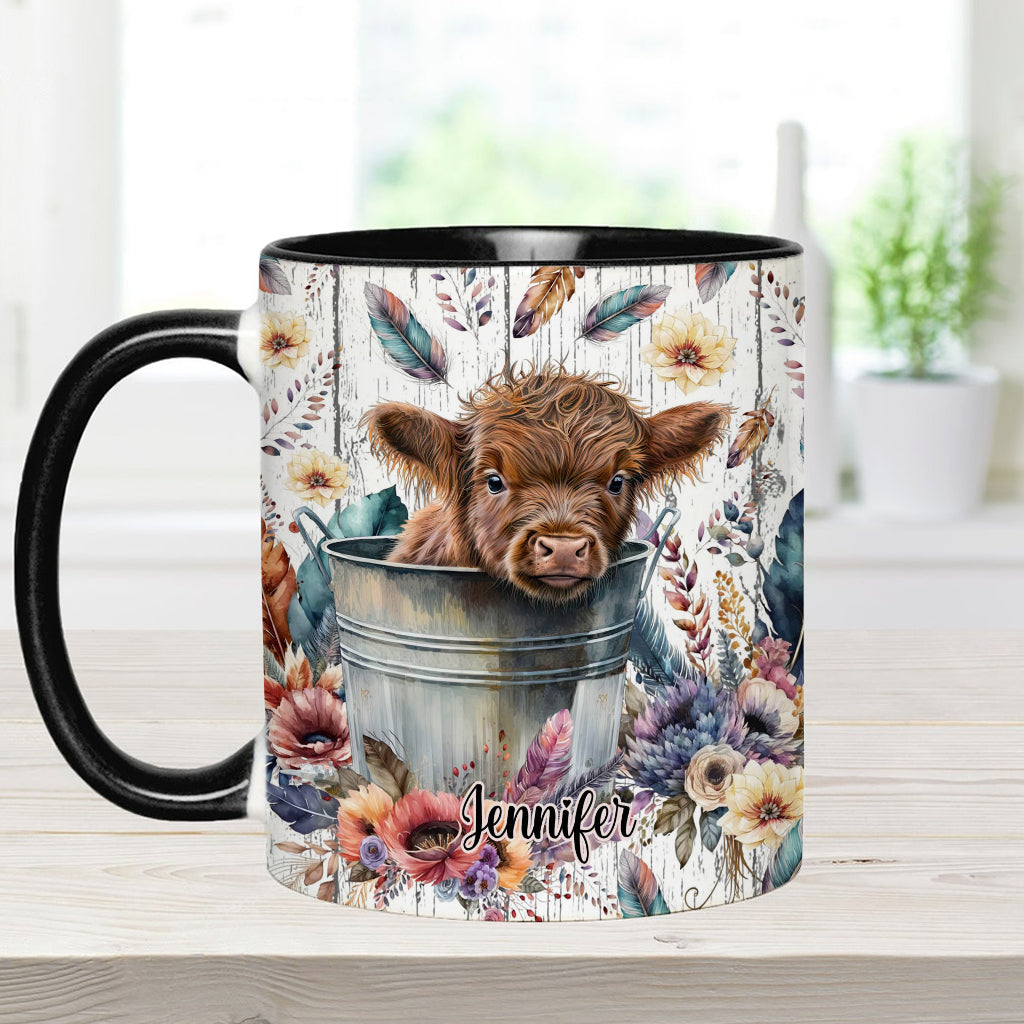 Baby Highland Cow Western Style - Personalized Accent Mug