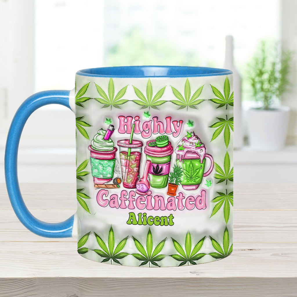 Highly Caffeinated Coffee 420 Lovers - Personalized Weed Accent Mug