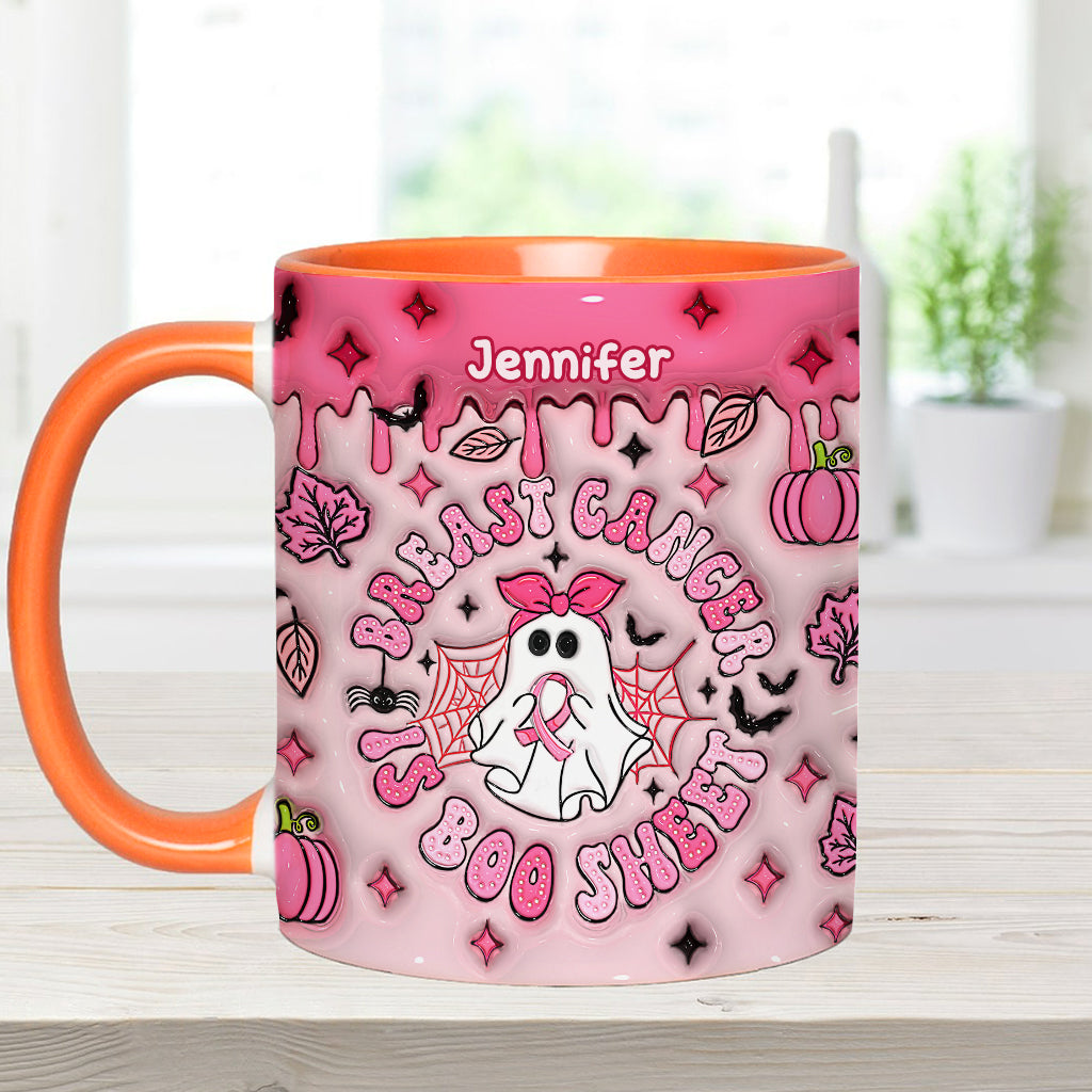 Breast Cancer Is Boo Sheet - Personalized Breast Cancer Awareness Accent Mug