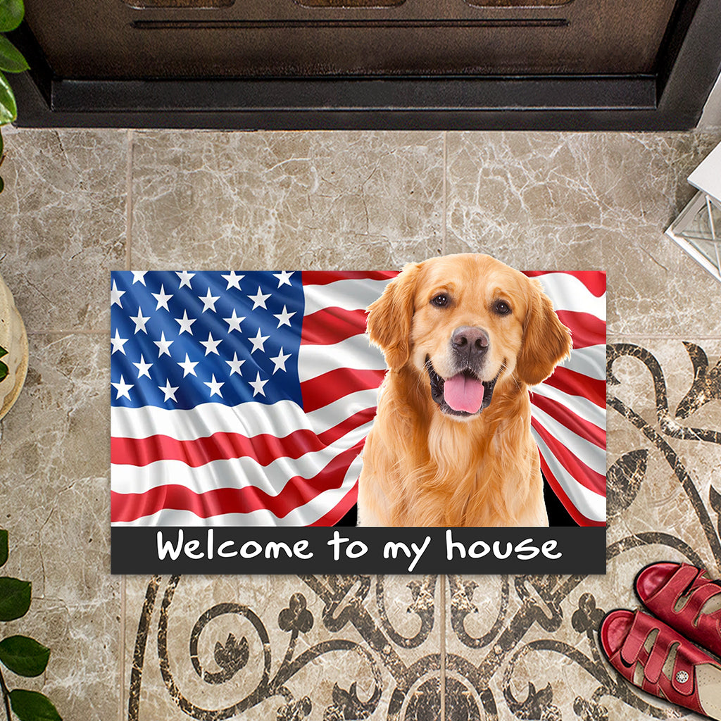 Welcome To My House - Personalized Dog Shaped Doormat