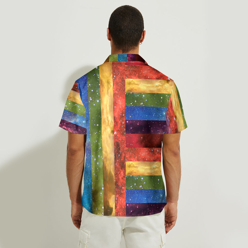 Rainbow Pride Pattern Galaxy - Personalized LGBT Support Hawaiian Shirt