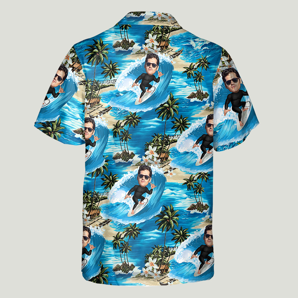 Funny Caricature From Any Photo - Personalized Surfing Hawaiian Shirt