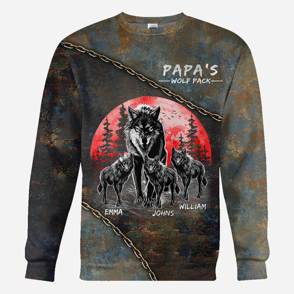 Papa Wolf Pack - Personalized Father All Over Shirt