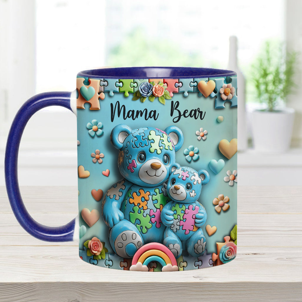 Mama Bear - Personalized Autism Awareness Accent Mug