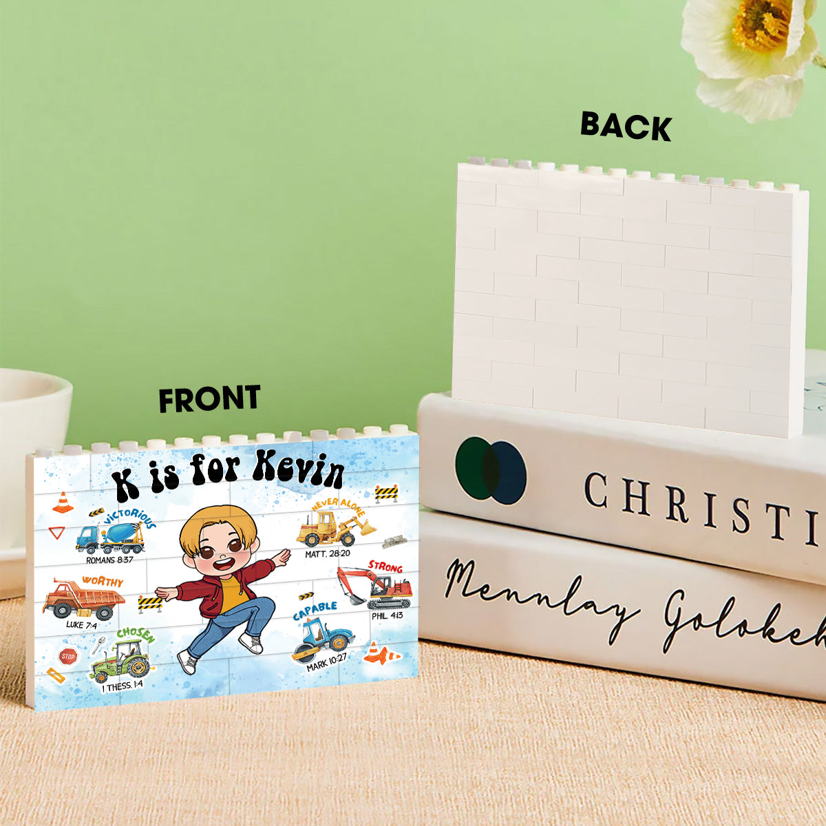 I Am Brave, I Am Loved - Personalized Kid One-sided Horizontal Rectangle Building Brick Blocks