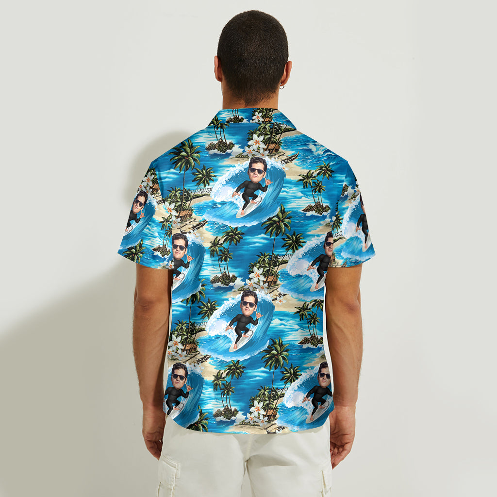 Funny Caricature From Any Photo - Personalized Surfing Hawaiian Shirt