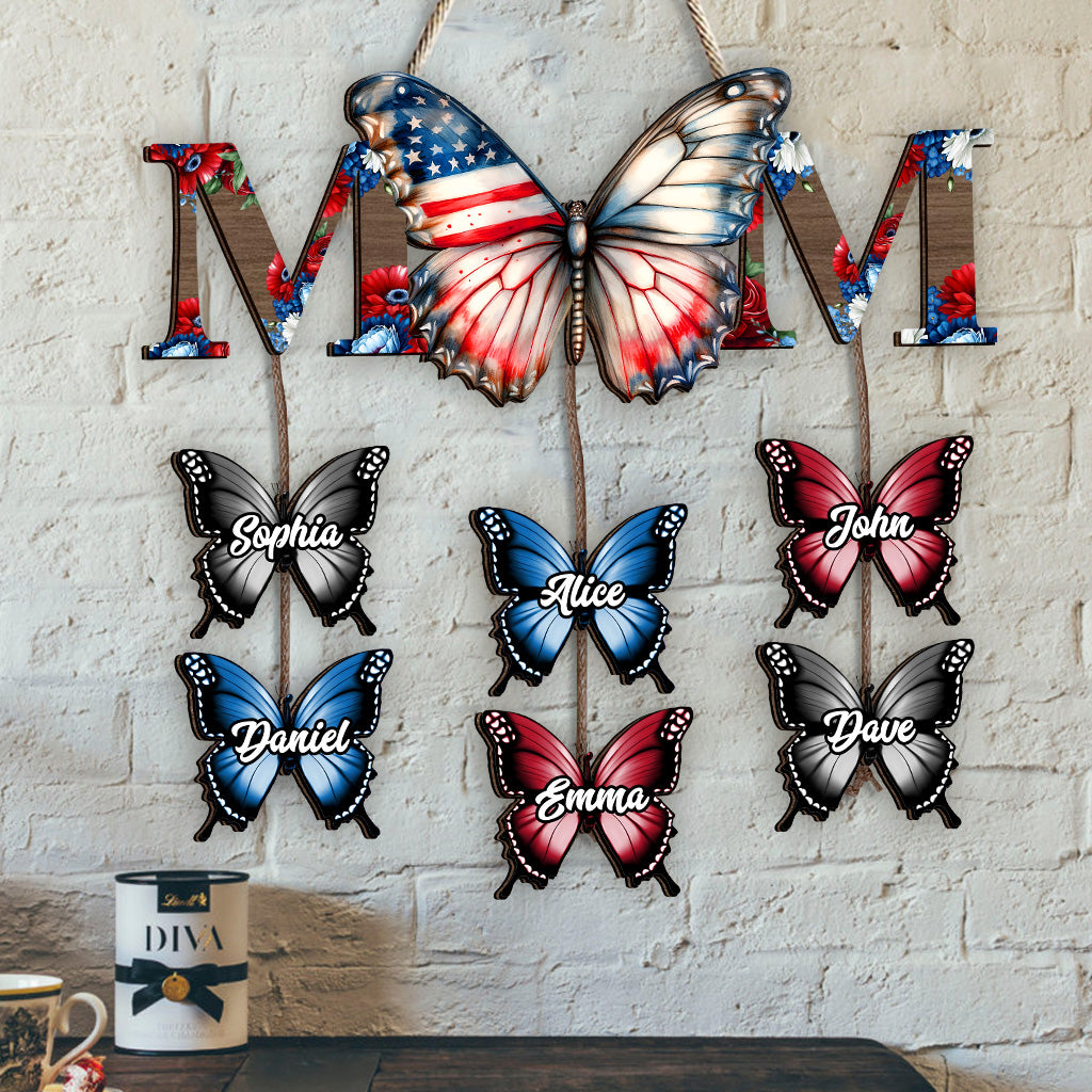 4th Of July Butterfly Grandma - Personalized Grandma Pallet Wood Sign