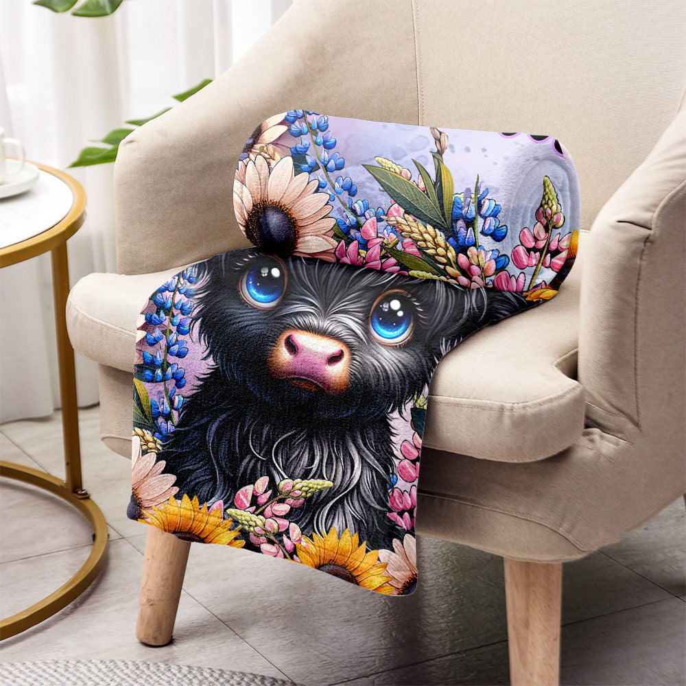 Cute Little Highland Cow - Personalized Blanket