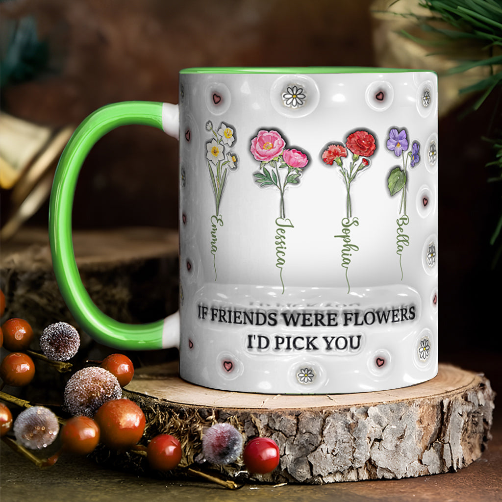 Birth Month Flowers Besties - Personalized Bestie Accent Mug