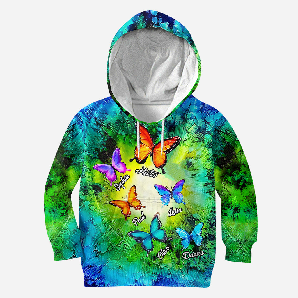 Love Being Grandma Beautiful Butterflies - Personalized Grandma Hoodie and Leggings