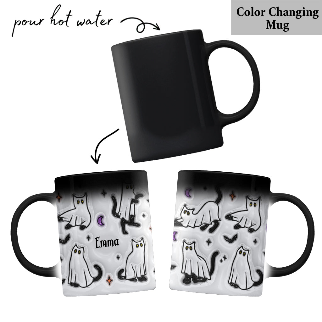 Halloween Ghost Cats - Personalized Black Cat Mug