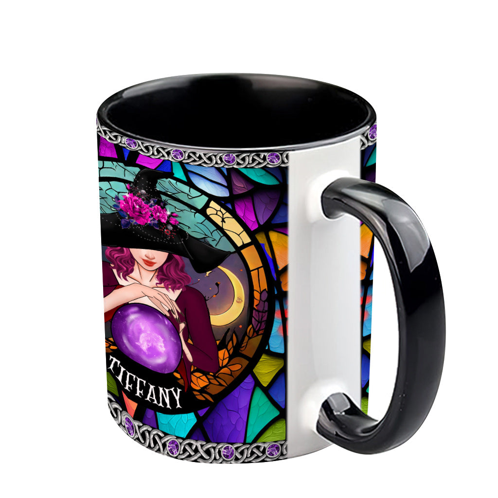 Mystical Witch Purple Stained Glass - Personalized Witch Accent Mug
