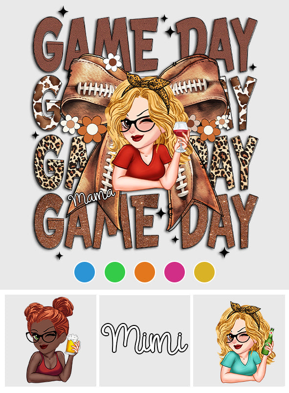 Game Day Football Mama - Personalized Football Decal Die Cut