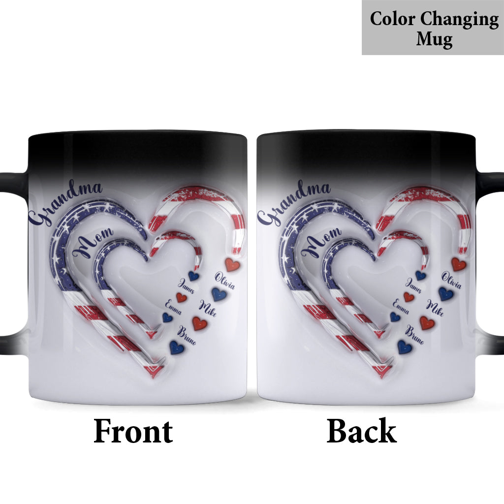 4th Of July Grandma's Hearts - Personalized Grandma Mug