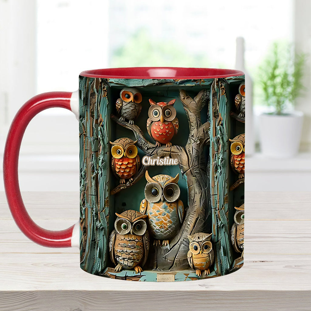 Just A Girl Who Loves Owls - Personalized Owl Accent Mug