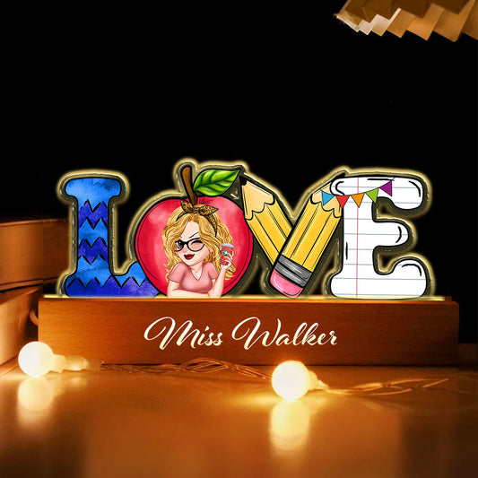 Love Teaching Life - Personalized Teacher Shaped Led Night Light