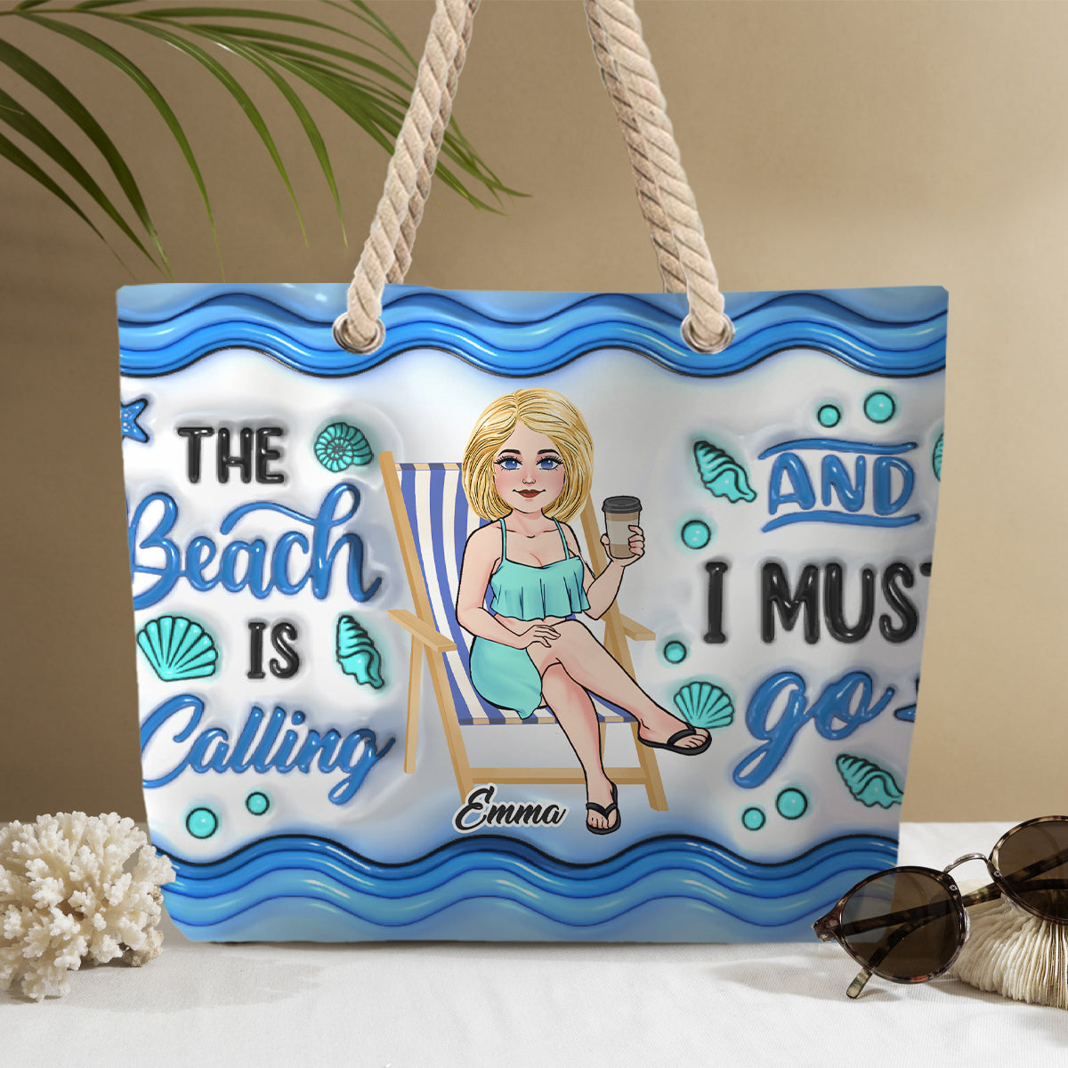 The beach Is Calling And I Must Go - Personalized Sea Lover Beach Bag