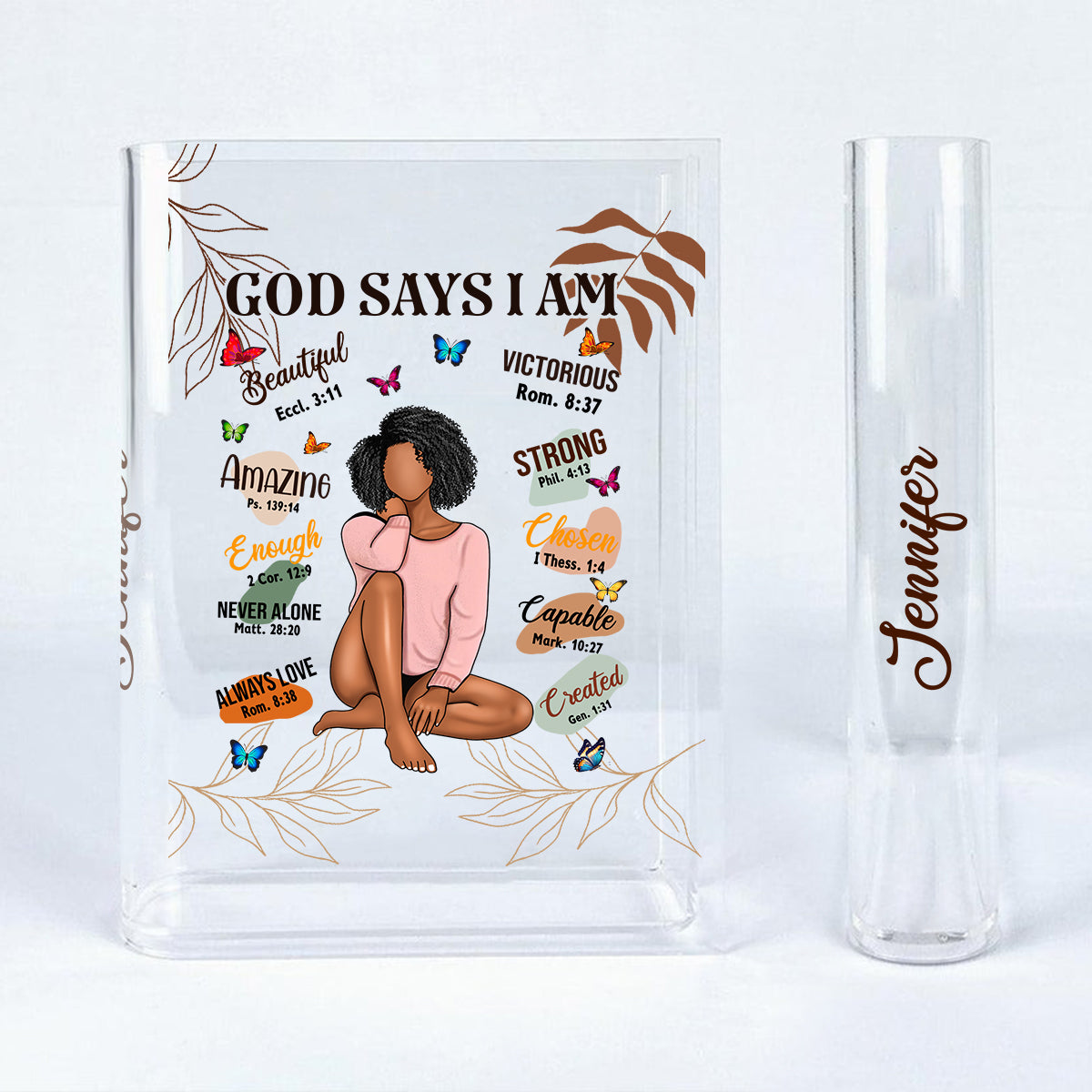 God Says You Are - Personalized African American Book Vase