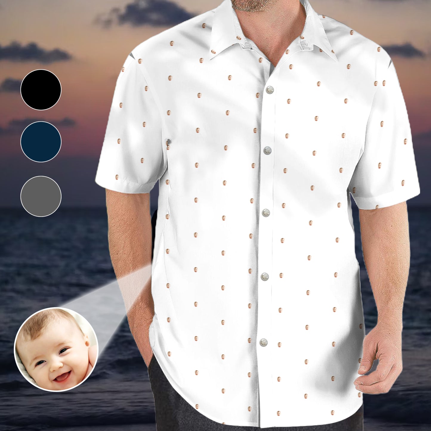 Custom Hawaiian Shirt With Faces - Personalized Father Hawaiian Shirt