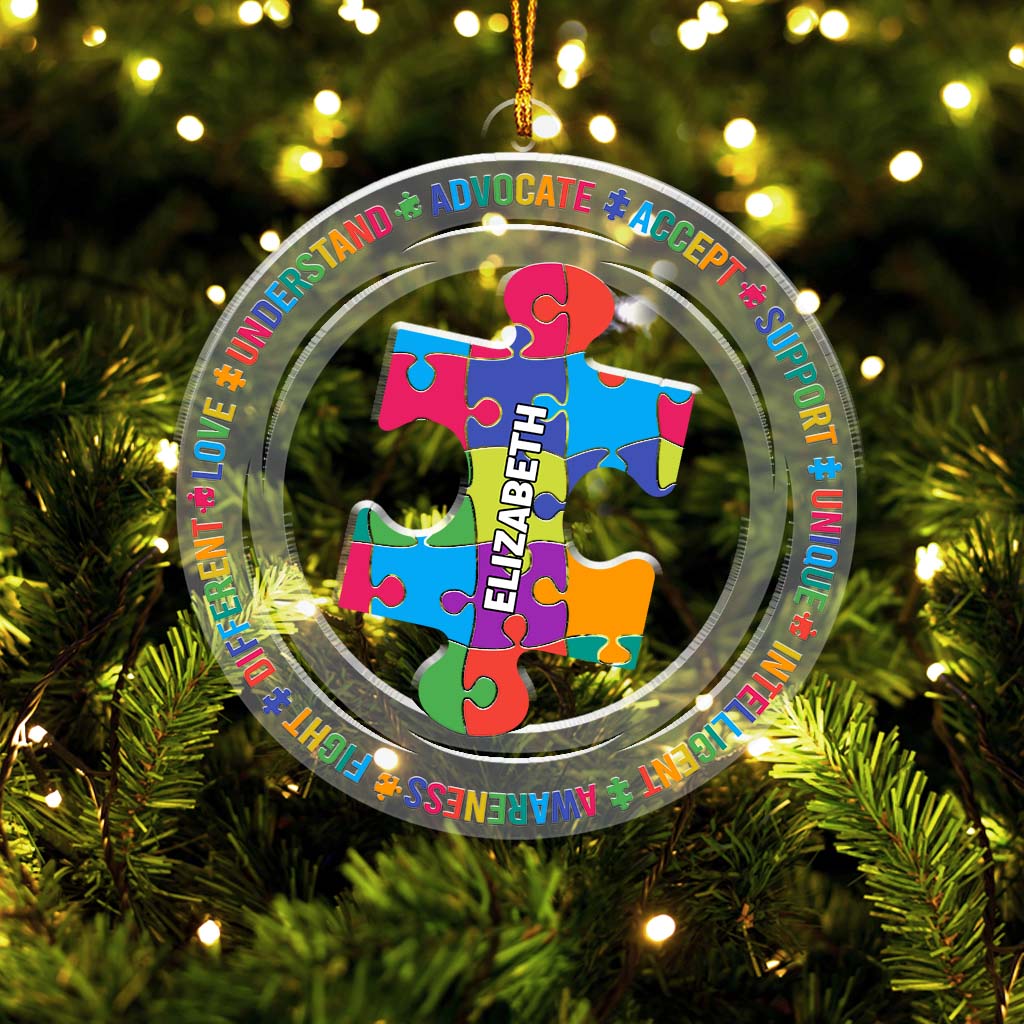 Love Understand - Personalized Autism Awareness Transparent Ornament