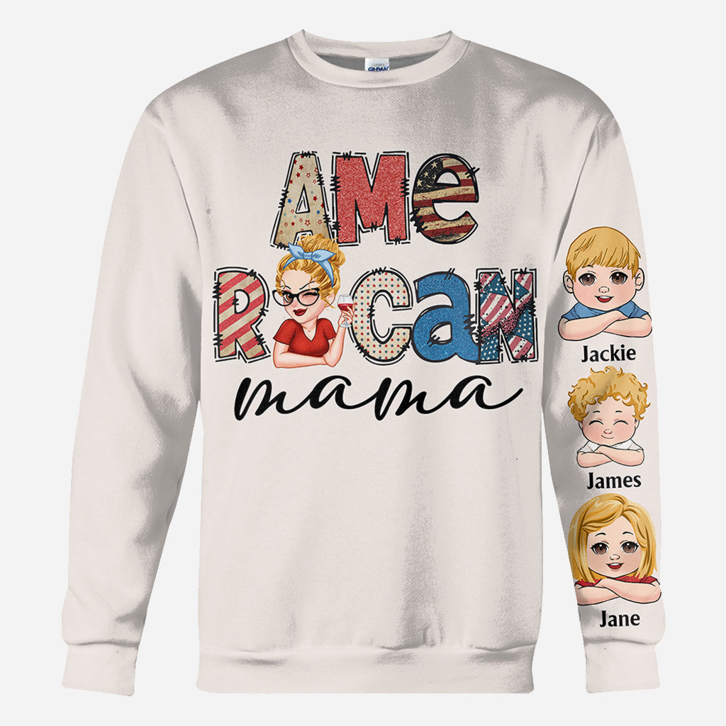 American Mama Any Title Vintage Retro Style - Personalized Mother All Over Shirt