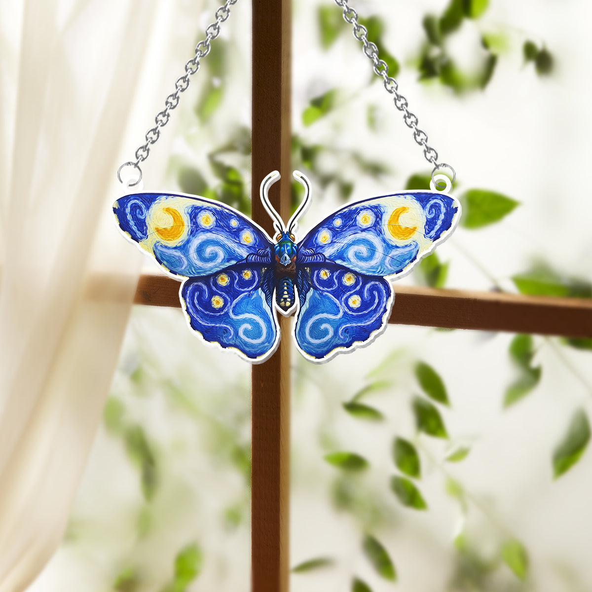 Van Gogh Starry Night Butterfly - Butterfly Window Hanging Suncatcher Ornament