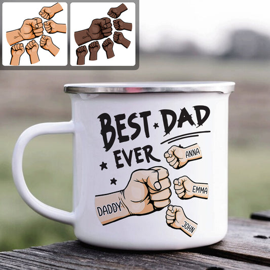 Best Dad Ever Fist Bump - Personalized Father Enamel Mug
