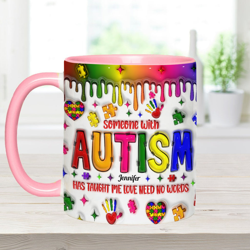 Love Need No Words - Personalized Autism Awareness Accent Mug