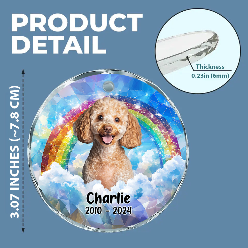 Forever In My Heart - Personalized Dog Round Shaped Glass Ornament