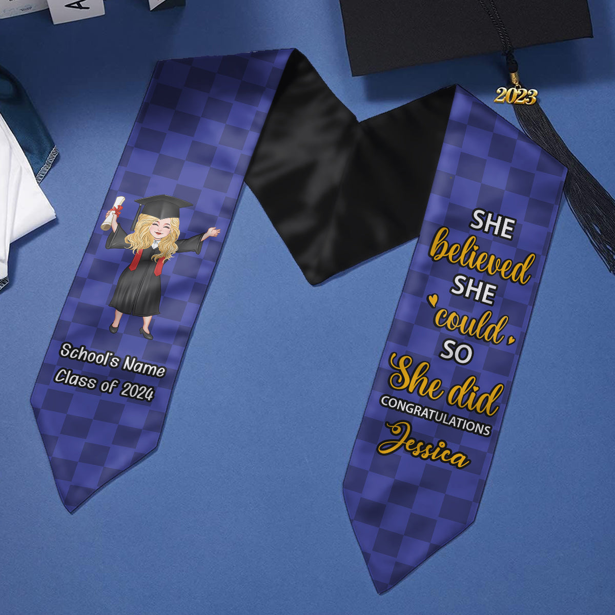 She Believed She Could So She Did - Personalized Graduation Graduation Stole