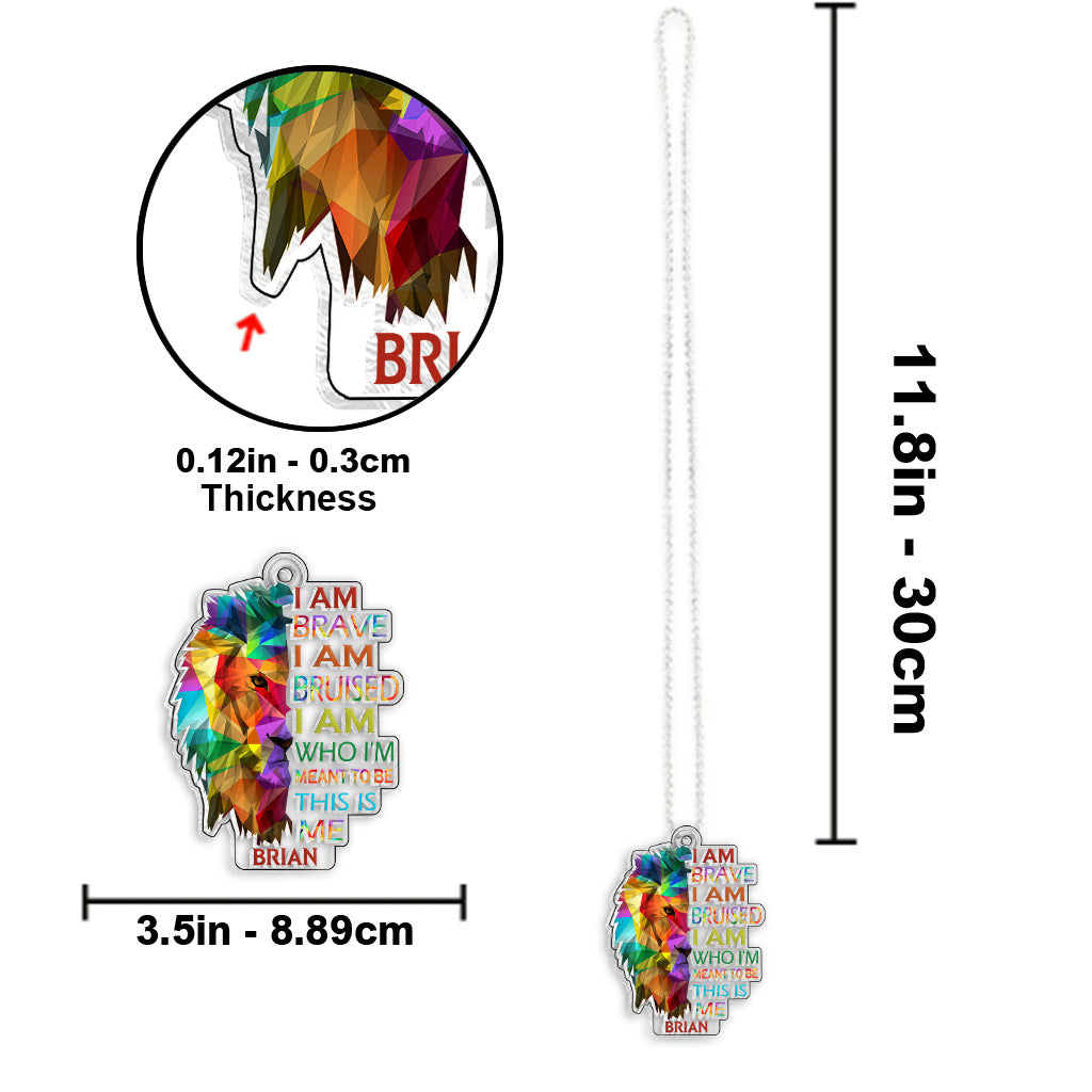 I Am Brave Bruised This Is Me Lion Pride - Personalized LGBT Support Custom Shaped Car Ornament