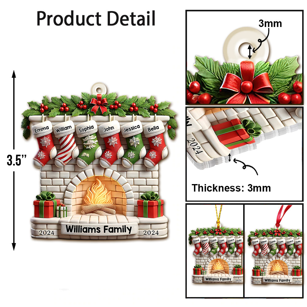Stockings on Fireplace - Personalized Family Ornament