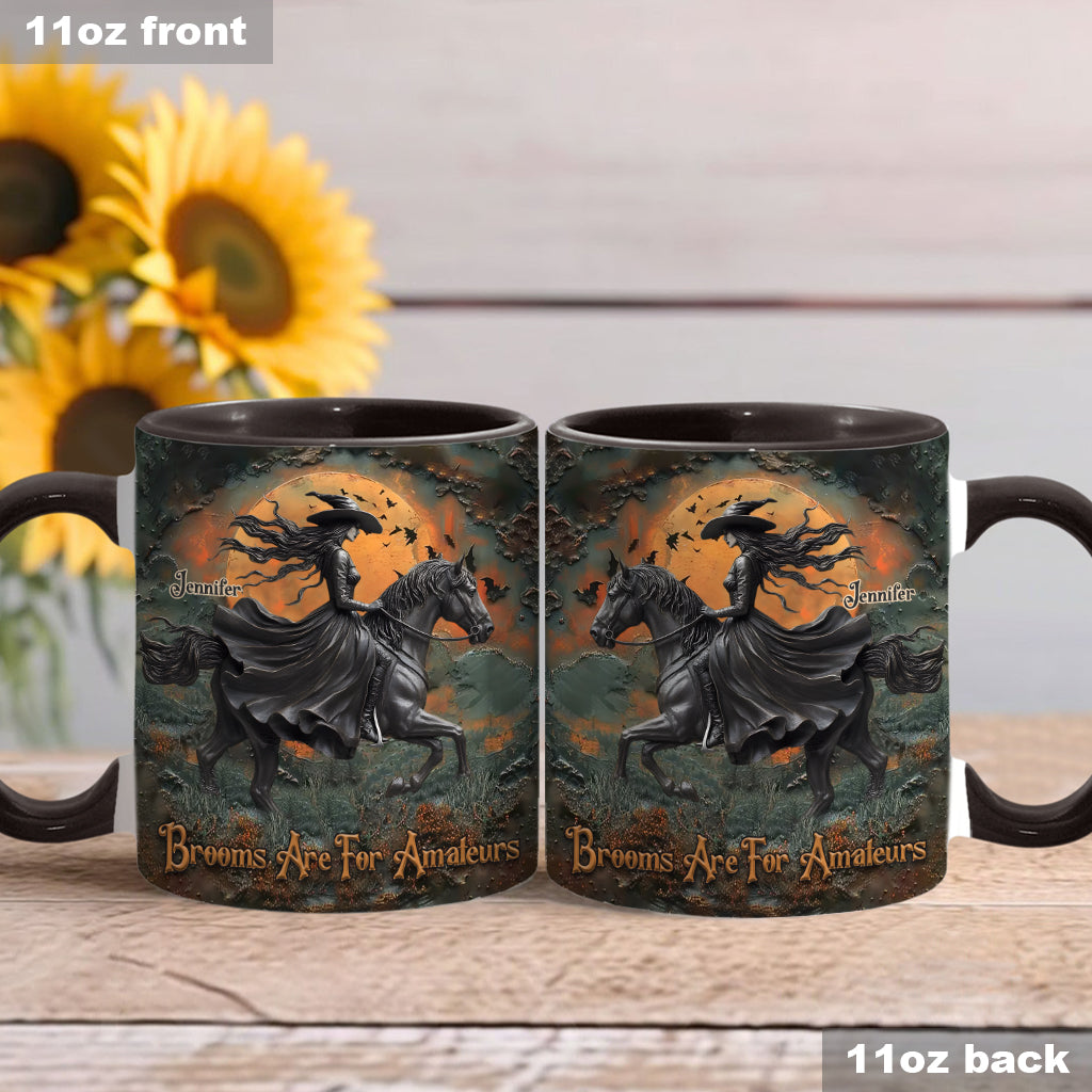 Brooms Are For Amateurs - Personalized Horse Accent Mug