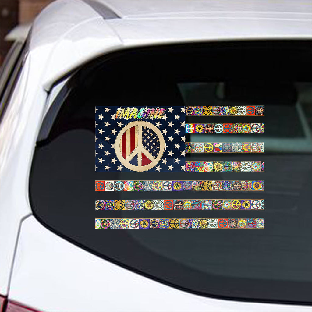 Imagine Hippie Soul Retro Flag - Hippie Decal Full