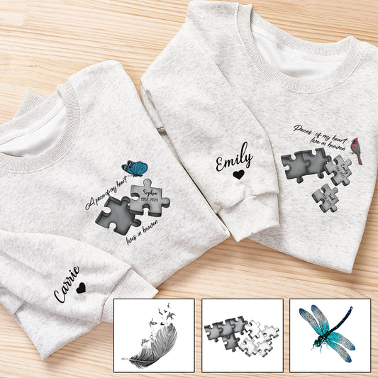 Memorial Butterfly Dragonfly Heaven Feather - Personalized Memorial Embroidered Sweater