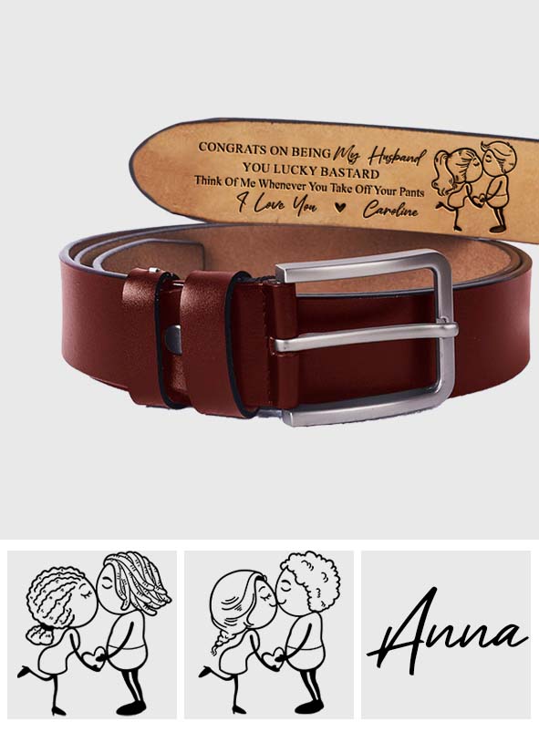 Congrats On Being My Husband - Personalized Husband And Wife Leather Belt