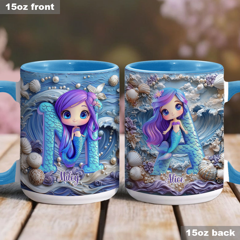Beautiful Mermaid Letter - Personalized Kid Accent Mug