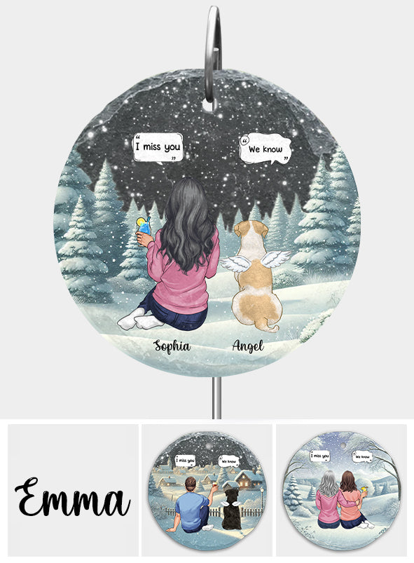 I Miss You - Personalized Dog Round Hanging Garden Slate