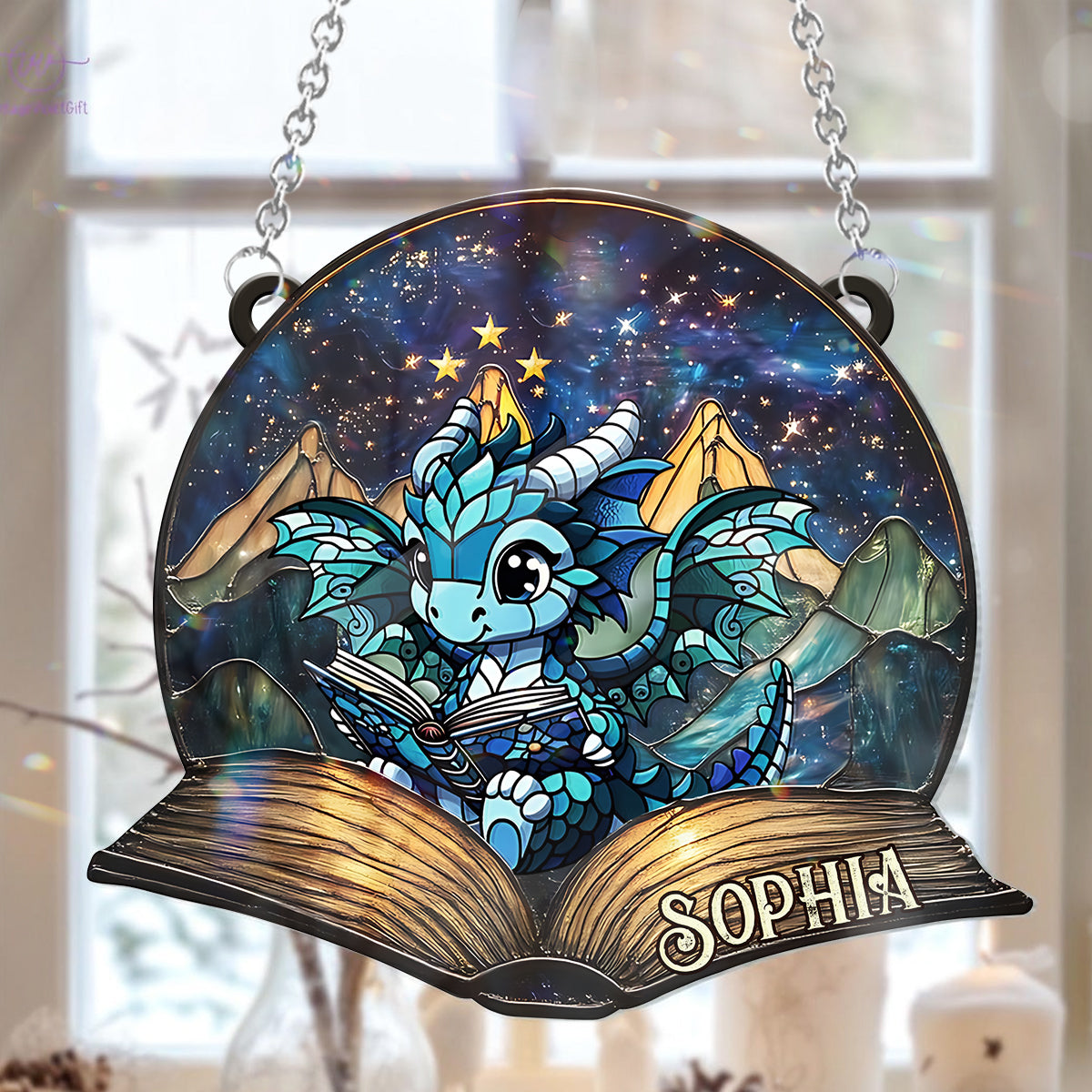 Fantasy Book Reader - Personalized Book Window Hanging Suncatcher Ornament