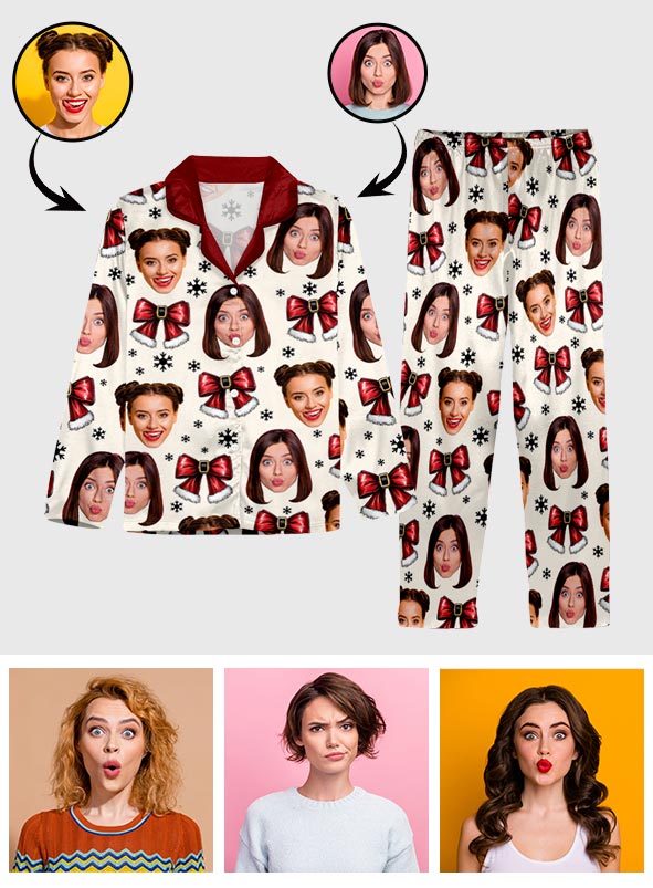 Coquette Besties Christmas - Personalized Bestie Button Down Pajamas